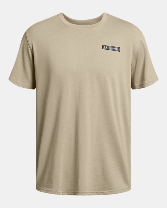 Men's UA Heavyweight Armour Label Short Sleeve in Brown image number 3